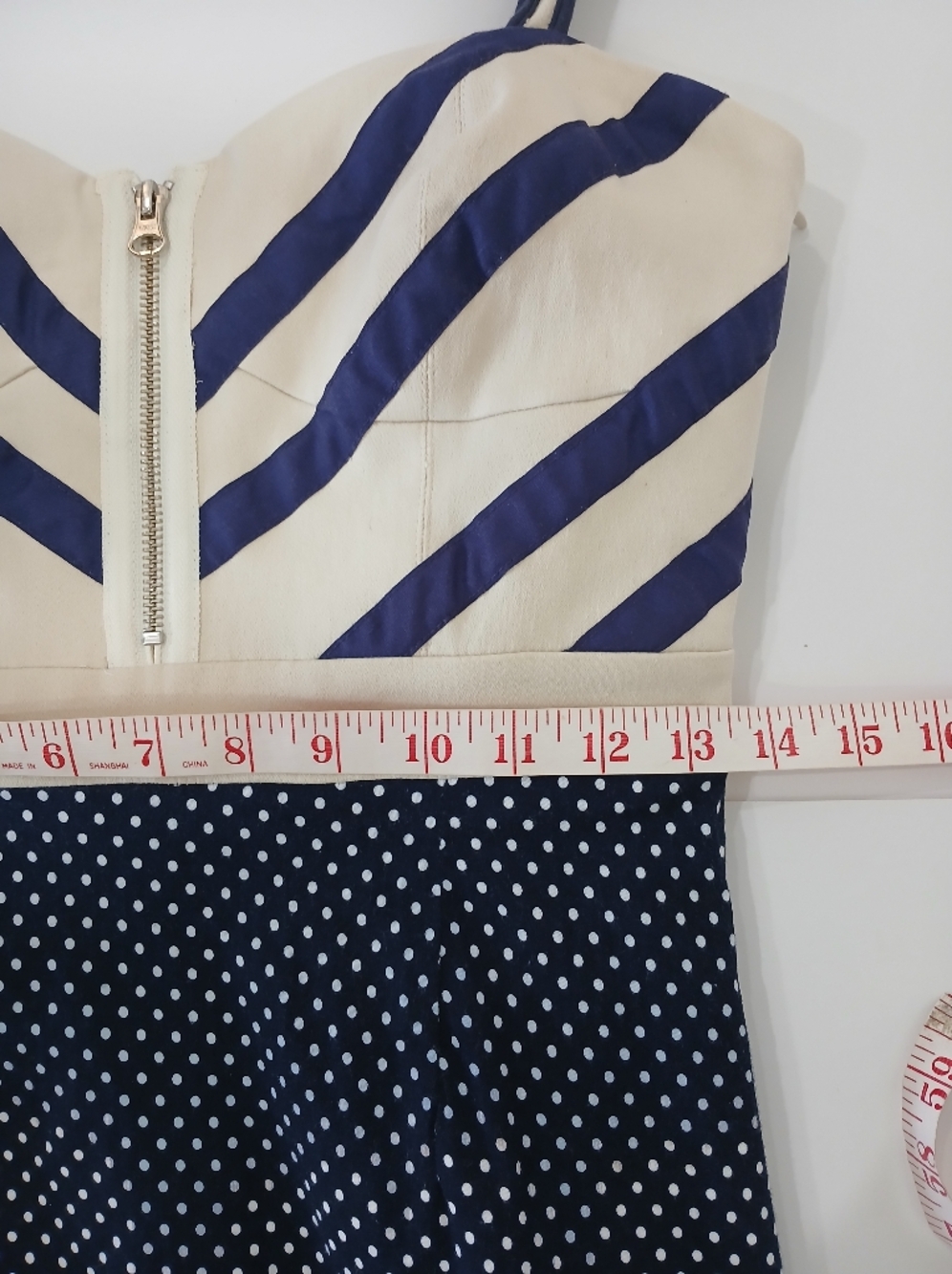 Pink Martini Navy & Cream Polka Dot Mini Dress Zip front Sz S - Picture 12 of 16